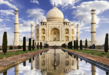 Taj Mahal in morning light as one of the destinations for bucket list ideas.