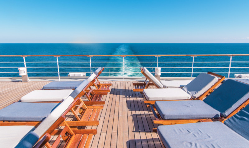Cruise bargain - picture of a cruise ship deck with deckchairs