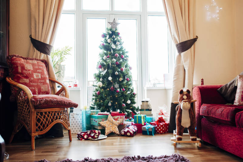 Christmas home security tips include not leaving presents in sight under the tree.