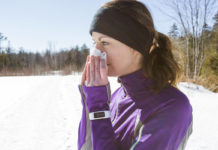 Woman exercising with a cold