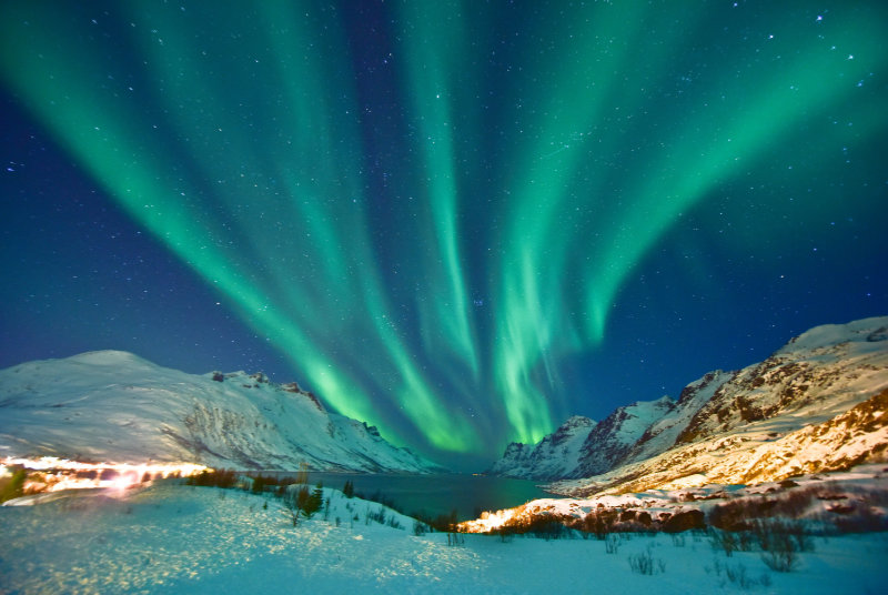 Tromsø Norway in aurora borealis display