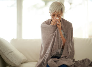 How to stop a cold developing in winter with a senior woman suffering from a cold