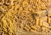 Different types of dried pasta shapes