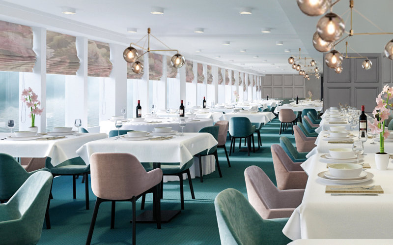 Saga dining on its luxury river cruise ship Spirit of the Rhine.