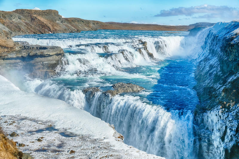 Famous waterfalls Gullfoss Falls, Iceland