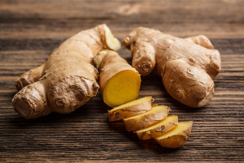 Enjoy ginger mixed with tea or a main course.