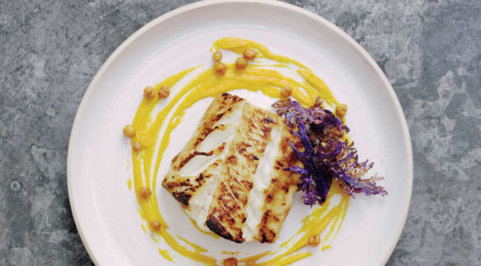 Miso glazed Skrei with a carrot and ginger puree (Norwegian Seafood Council/Steve Lee/PA)