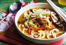 Udon noodle curry soup from The Veggie Chinese Takeaway Cookbook by Kwoklyn Wan