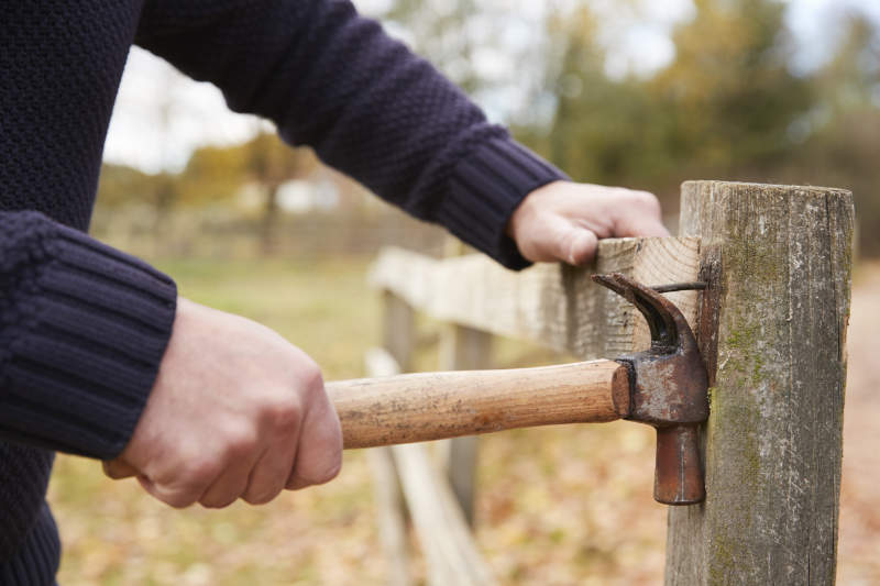 Dismantle and remove old fencing - check with neighbours before you start working.