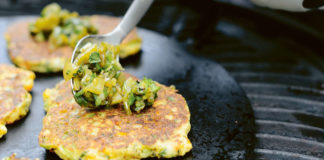 Polenta cakes and green chilli salsa from Charred by Genevieve Taylor (Quadrille/Jason Ingram/PA)