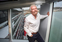 72point/Virgin Voyages - Richard Branson onboard the new Scarlet Lady Virgin Voyages cruise ship. 21 February 2020.