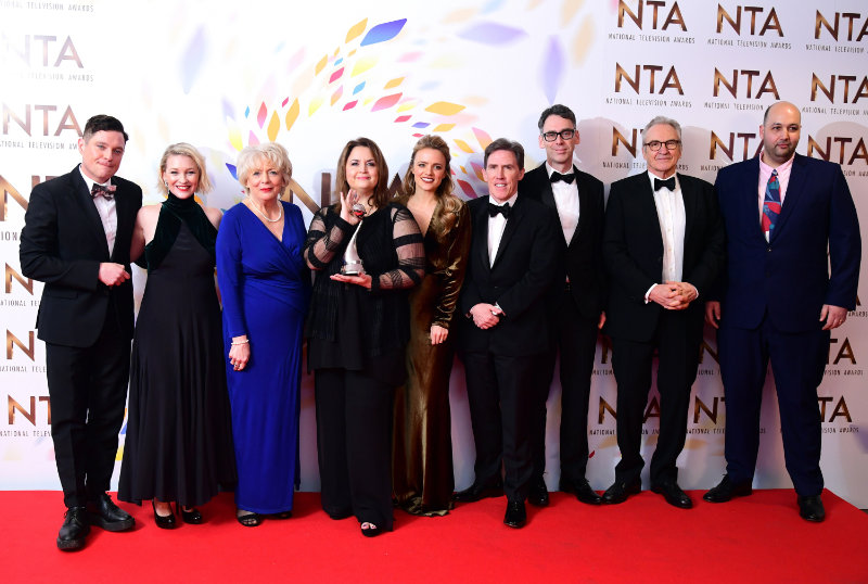 Alison Steadman with her Gavin & Stacey co-stars at the 2020 National Television Awards – the show scooped the Impact Award (Ian West/PA)
