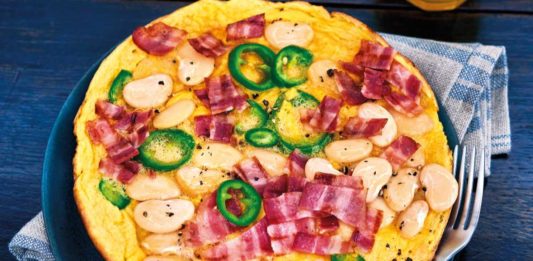 James Haskell's Bacon and Butter Bean Omelette