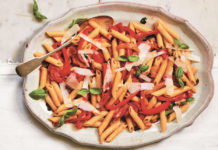 Penne with Trapanese-style peppers