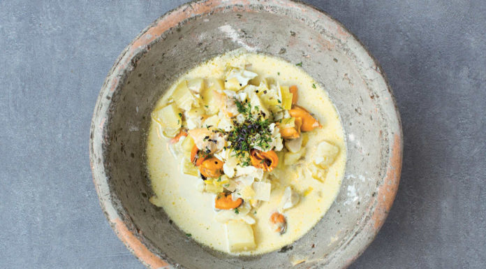 Seaweed and seafood chowder from The Irish Cookbook by Jp McMahon.