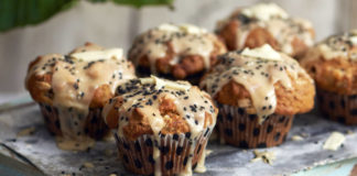 Banana, tahini and white chocolate muffins (Polly Webster/PA)