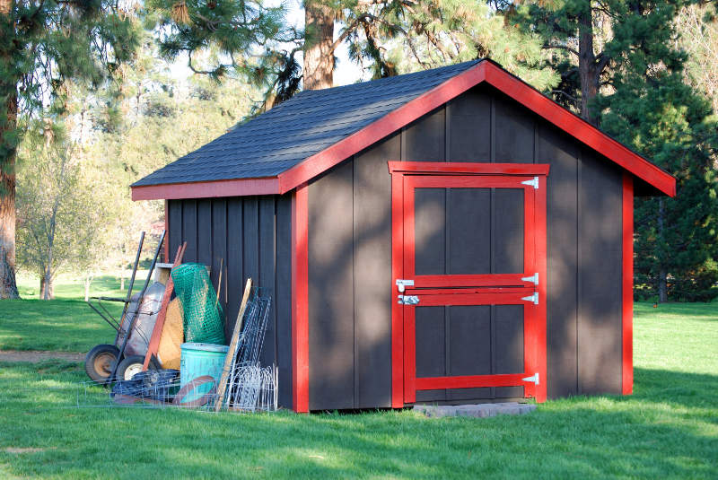 Spruce up your shed with a vibrant paint scheme.