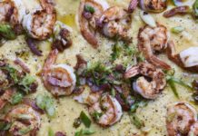 Gizzi Erskine's cheesy polenta and dirty prawns (Issy Croker/PA)