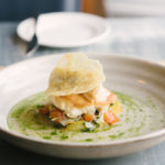 Fillets of Glitne Halibut with tomato consommé, salsa verde and fennel (Rob Coombe/PA)