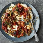 Saffron Roasted Peppers and Tomatoes, Crispy Chickpeas and Buckwheat with Labneh (Laura Edwards/PA)