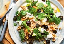 Grain, grapes, ricotta, walnuts and lambs lettuce from Home Cookery Year by Claire Thomson (Sam Folan/PA)
