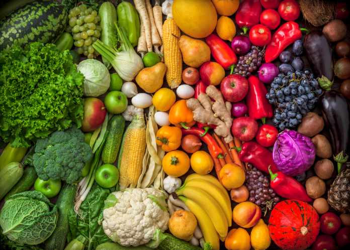 Fruits and vegetables background