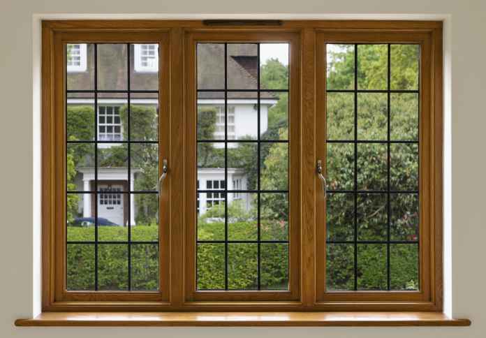 A high quality leaded glass window made from solid mahogany 