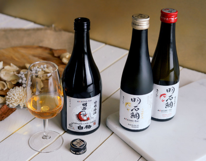 Sake in a wine glass