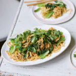 Fried noodles with greens