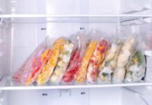 An organised freezer; example of good freezer organisation