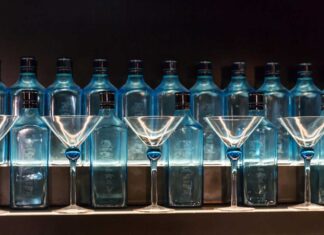 gin cocktails on a display