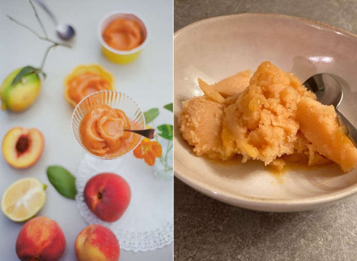 Italian desserts peach sorbet