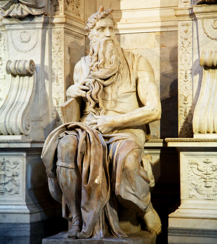 Michelangelo's Moses statue in the church of San Pietro in Vincoli. Rome, Italy. The sculpture was done in 1515