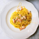 fresh capelli d’angelo with prawns and lemon