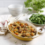 UK Shallots with Squash and Crispy Rosemary and Olive Oil Breadcrumb topping