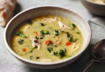 Leftover chicken soup from At Mama’s Table by Rochelle Humes
