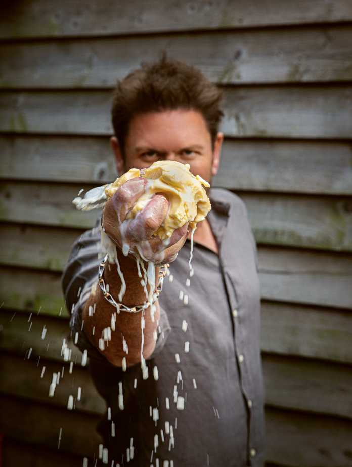 James Martin squeezing butter