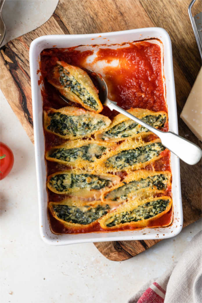 Spinach and ricotta pasta bake- The Tomato Stall