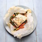 Baked fish and veg parcels