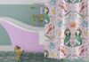 Catherine Row Designs – Triton’s Treasures in Shell Pink Luxury Shower Curtain, Charlton Island