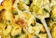 Savoury Bread Pudding with Cheesy Sprouts