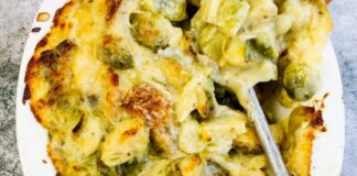 Savoury Bread Pudding with Cheesy Sprouts