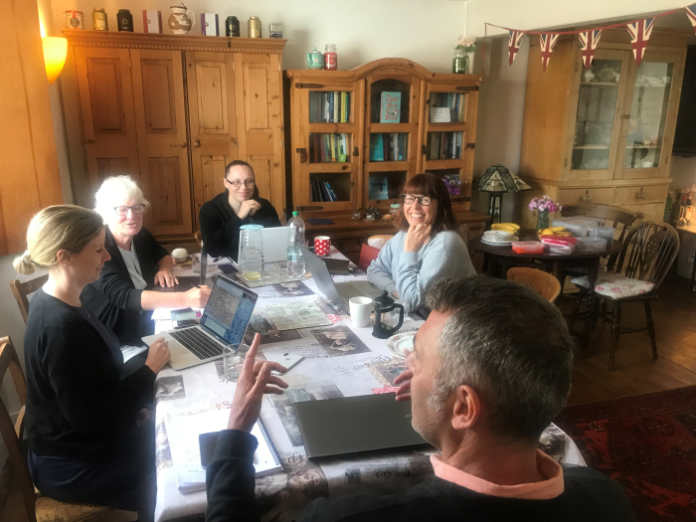 Aspiring writers at one of Rebecca Horsfall’s writing retreats Writing retreat Devon