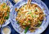 Yellow bean flat rice noodles with green beans