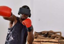 Fitness trends: Boxer using a VR headset to train