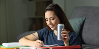 Energy Drink effects: woman drinking energy drink