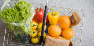 How to save money on food shopping: food in shopping basket