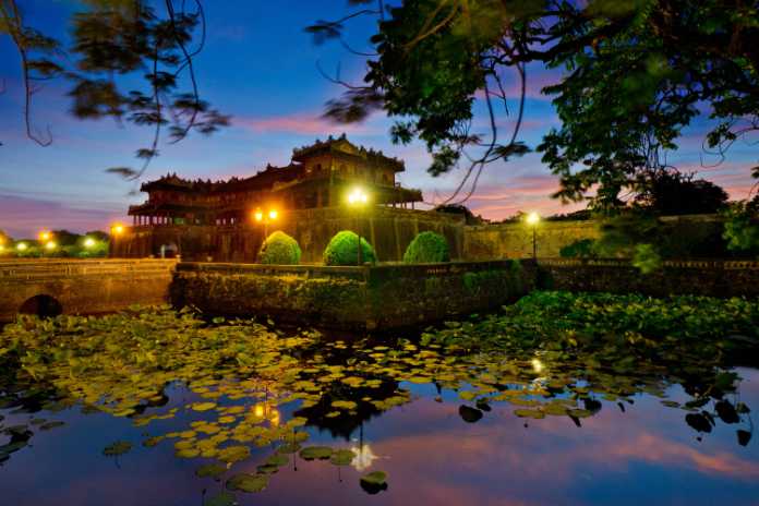 Entrance to the Imperial City at Twilight, Hue, Vietnam