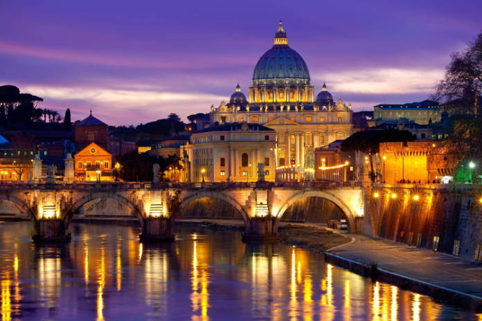 Saint Peter Basilica and St Angelo bridge 