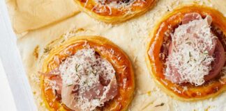 Peach, Proscuitto and Caramelised Shallot Tarts